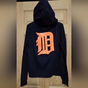 PINK Victoria's Secret Dark Blue Hoodie with Orange Lettering